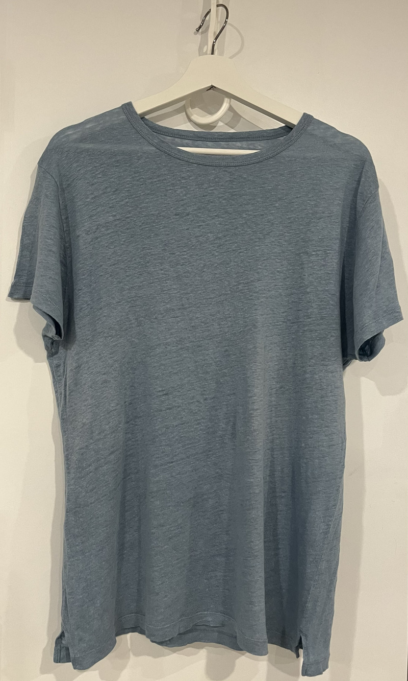 Alex Crane - 100% Linen Sun Tee, Small, Blue
